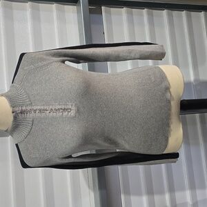 DKNY Jeans Womens  Mock Neck Half Zip Sweater With Black Sleeve Stripes Size M